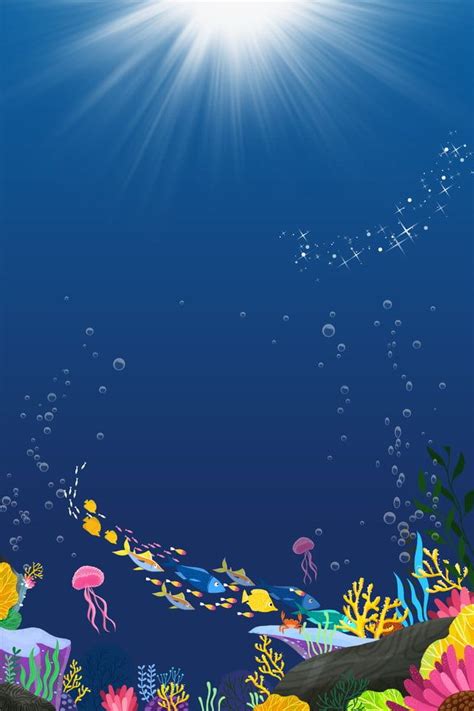 كارتون مرسومة باليد أعماق البحار صورة صورة خلفية للتنزيل المجاني | Under the sea background ...