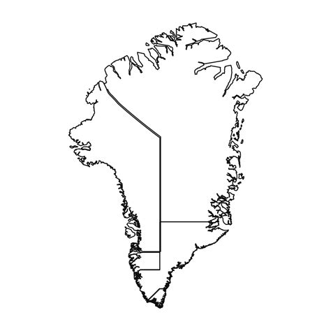 Outline Sketch Map of Greenland With States and Cities 25843963 Vector ...