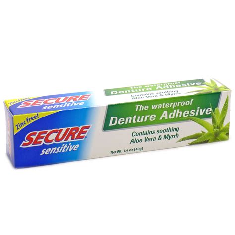 Dentek Secure Sensitive Waterproof Denture Adhesive with Aloe and Myrrh 1.4 Oz - Walmart.com