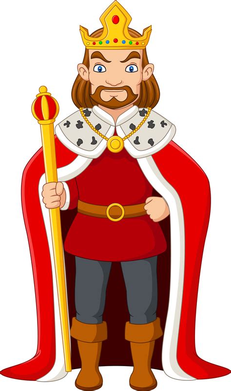 Cartoon king holding a golden scepter 5161816 Vector Art at Vecteezy