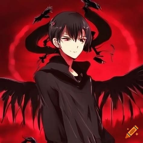 Profile picture of an anime demon with red skies and flying birds