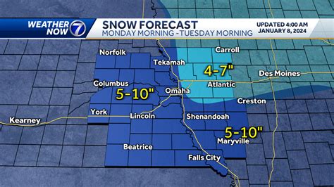 Omaha morning weather forecast for Monday, January 8