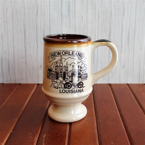 Vintage New Orleans Souvenir Footed Mug Louisiana Bourbon Street Cream ...