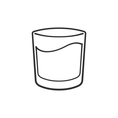 Small glass cup full of water or liquid outline clipart element. Simple ...