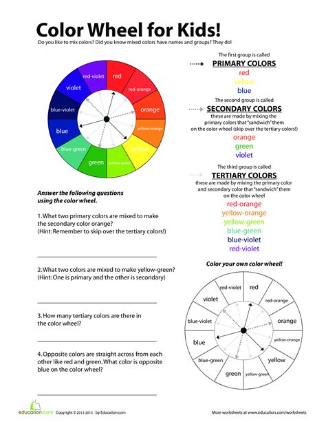 Printable Color Wheel Chart