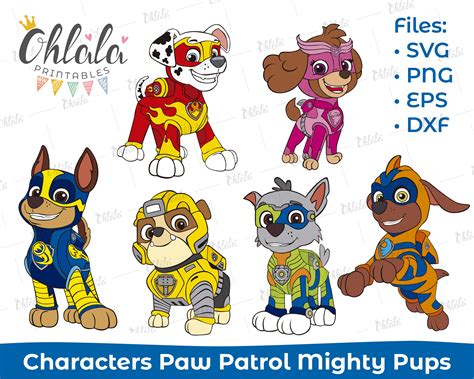 Paw Patrol Mighty Pups Clipart Character SVG PNG EPS dxf files | Etsy | Paw patrol costume, Paw ...