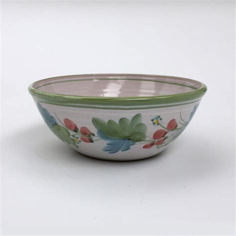 Cereal Bowl – Strawberry pattern – Lime – Nicola Werner Pottery