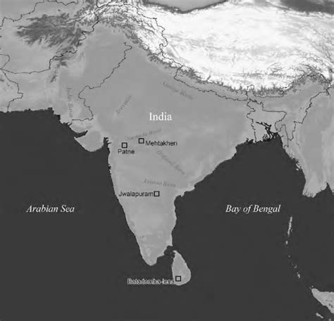 1 Map of the Indian subcontinent with major geographic features and ...