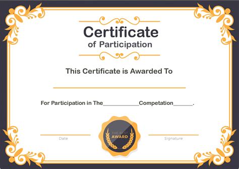 Certificate Of Participation Template Word - Sarseh.com