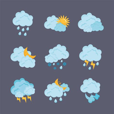 nine weather forecast icons 4209854 Vector Art at Vecteezy