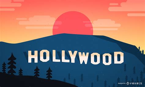 Hollywood-Landschaft Mit Dem Klassischen Zeichen - Vektor Download