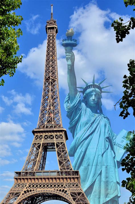 Eiffel Tower and Statue of Liberty Composite for Paris, France - Encircle Photos