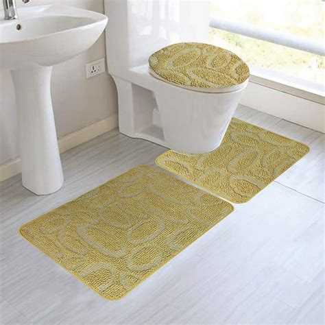 Margaret 3-Piece Oversized Bathroom Rug Set, Oval Design, Gold - Walmart.com - Walmart.com