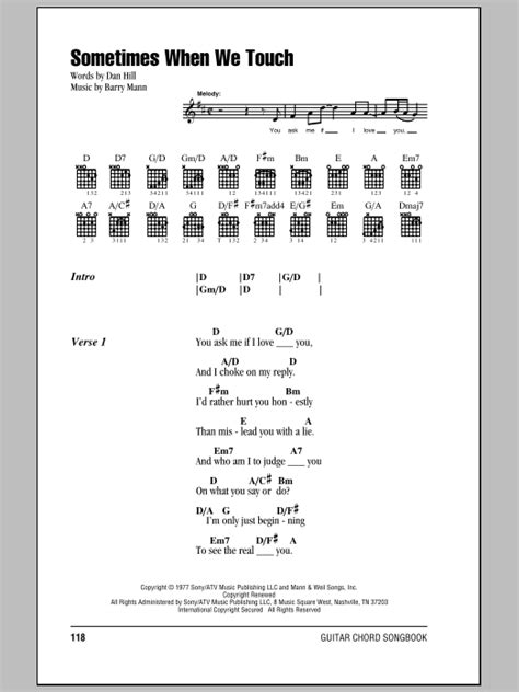 Sometimes When We Touch by Dan Hill - Guitar Chords/Lyrics - Guitar ...