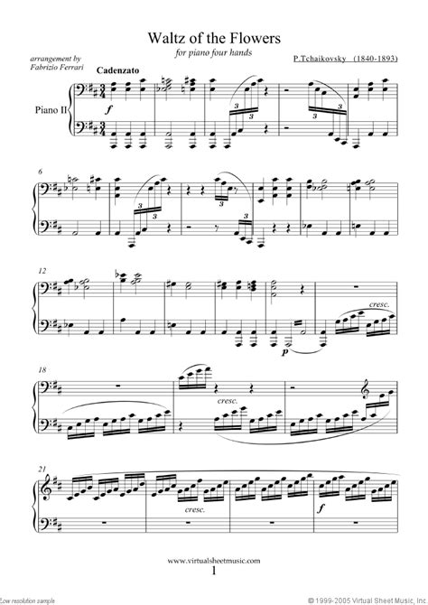 Waltz of the Flowers sheet music for piano four hands (PDF)