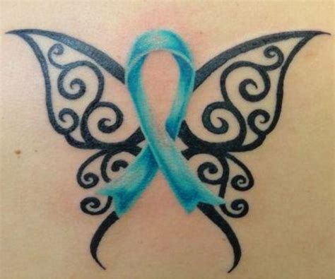 Teal Ribbon Tattoo