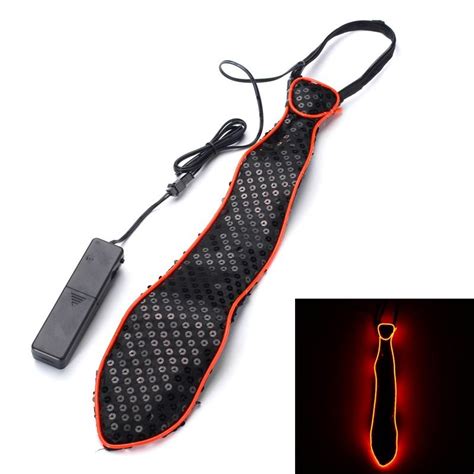 Battery powered led light up el wire tie adjustable necktie for party halloween wedding dc3v ...