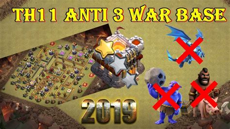 TH11 Strong Anti 3 Star War Base - Clash of Clans 2019 - YouTube