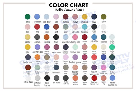 Bella Canvas 3001 Colors Color Chart | Shirt Mockups ~ Creative Market