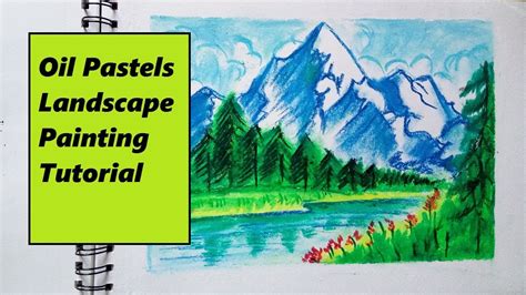 How to draw Himalaya mountain | Oil pastel nature landscape drawing snow mountain and river ...