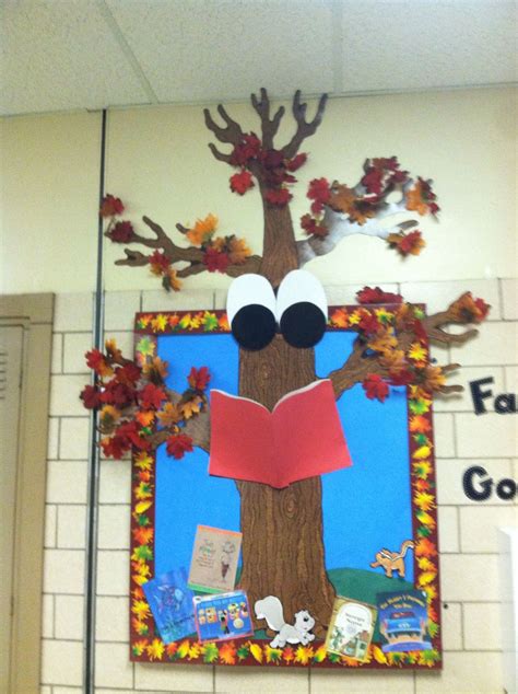 Fall bulletin board: Reading tree with great big eyes! | Bulletin ...