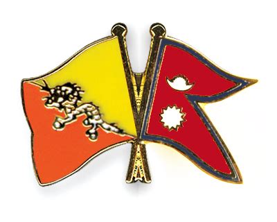 Crossed Flag Pins Bhutan-Nepal Flags