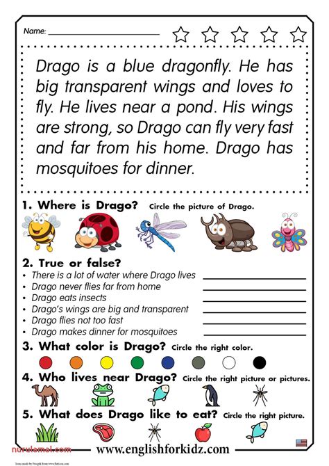 Color by Number Ladybug Worksheet for Kids | Reading comprehension ...