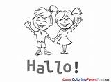 Hello Colouring Page Kids printable free sketch template