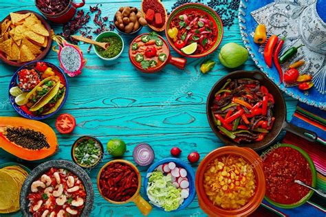 Mexican food mix colorful background Mexico Stock Photo by ©lunamarina 98698412