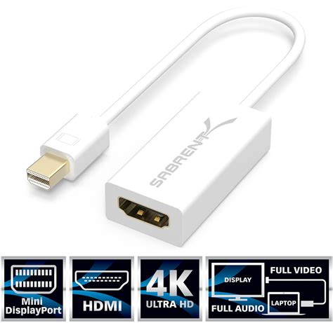 Sabrent Mini DisplayPort (Thunderbolt) to HDMI Adapter [4K Support] (DA-MDHA) | eBay