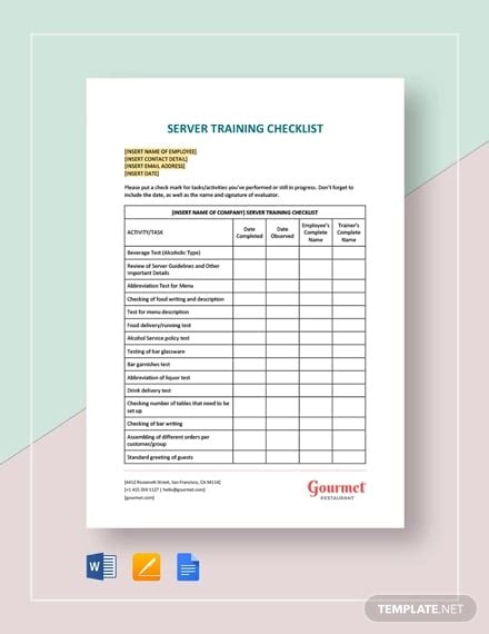 Training Checklist Template Excel Database