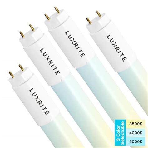 LUXRITE 8-Watt 2 ft. Linear T8 LED Tube Light Bulb 3 Color Selectable ...