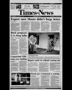 Burlington Times News Archives, Jan 3, 1991, p. 1