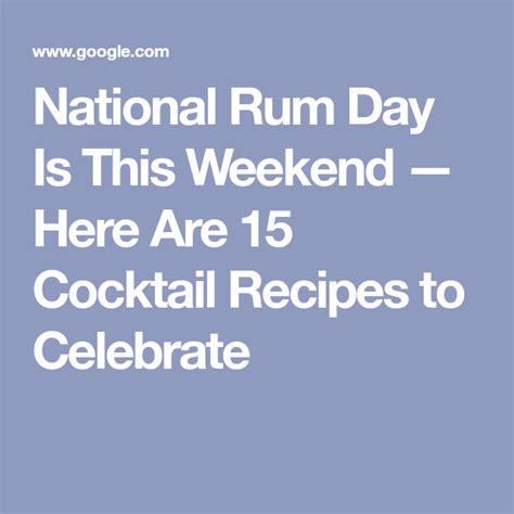 National Rum Day Is This Weekend — Here Are 15 Cocktail Recipes to Celebrate Rum Cocktail ...