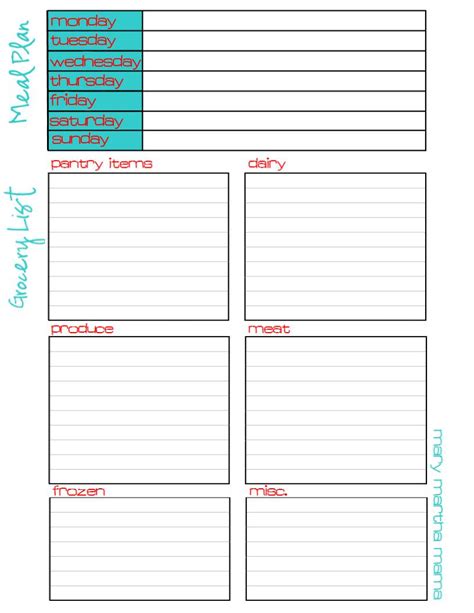 Meal Plan & Grocery List {Free Printable} – Mary Martha Mama