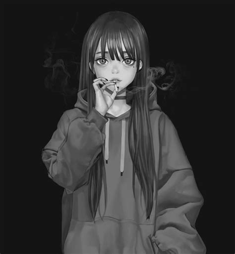 Anime Girl Smoking Drawing