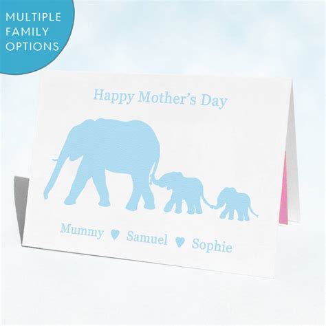 Personalised Elephant Family Mother's Day Card By CLEAN Design