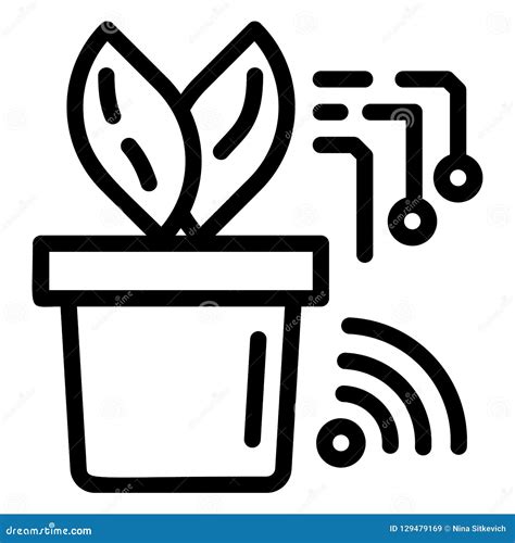 Smart Plant Pot Icon, Outline Style Stock Vector - Illustration of creative, black: 129479169