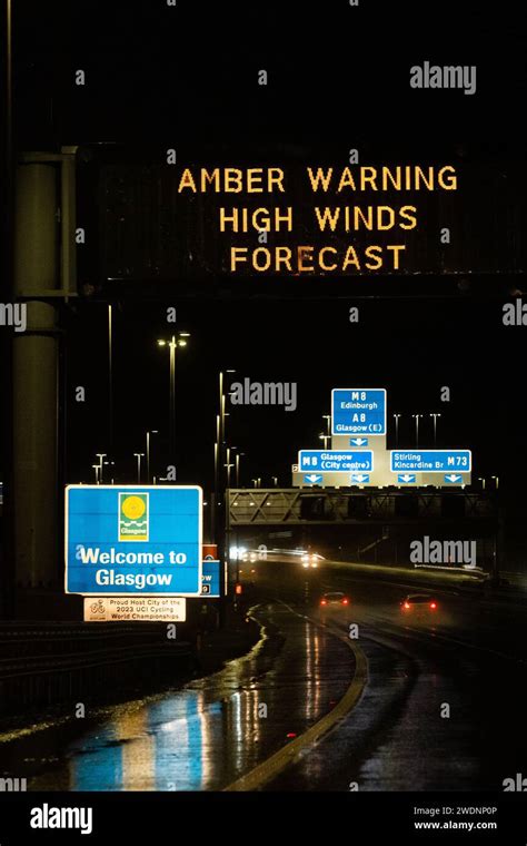 Glasgow, Scotland, UK. 21st Jan, 2024. UK weather: Storm Isha Amber Warning High Winds Forecast ...