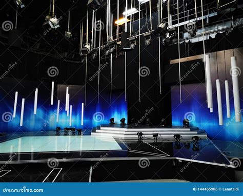 TV Studio - Interior Decoration and Lights Stock Photo - Image of lights, multimedia: 144465986