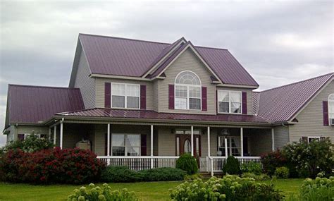 Burgundy Roof | Metal roof houses, Red roof house, Exterior house colors