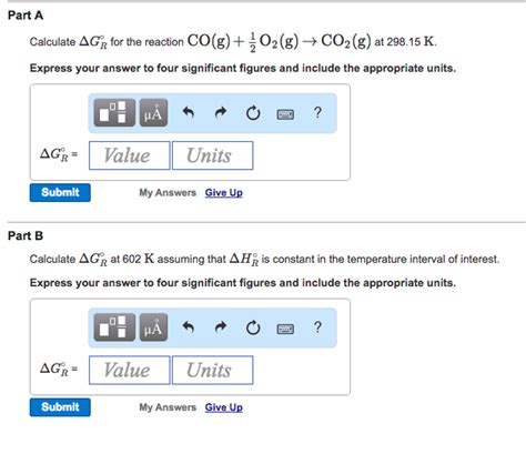 Solved Calculate Delta G degree_R for the reaction CO(g) + | Chegg.com