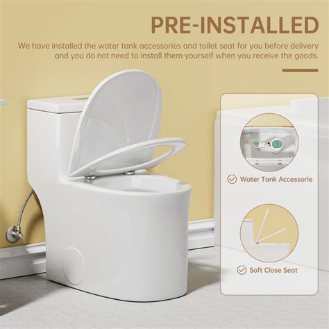 SUPERFLO Modern Toilet with Comfortable Seat Height, Dual Flush Elongated One Piece Toilet with ...