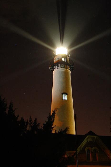 St Simons Island Lighthouse Lights Up A Foggy Evening | Georgia | Photo By Kathryn Meyer ...