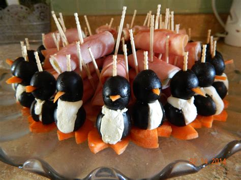 Penguin Appetizers with Sliced Ham, Cream cheese and Pickled Asparagus ...