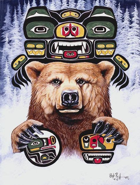 Native American Bear Artwork Coastal native american art | Bear artwork, Bear paintings, Brown ...