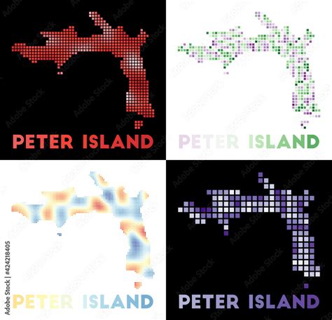 Peter Island map. Collection of map of Peter Island in dotted style ...