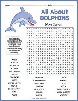 ALL ABOUT DOLPHINS Word Search Puzzle Worksheet Activity | All about ...