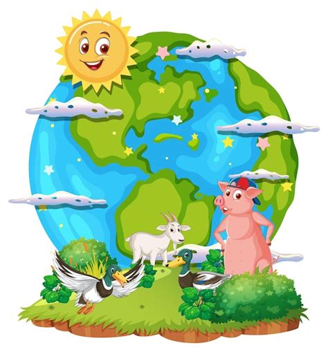 Free Vector | Animals on the planet earth