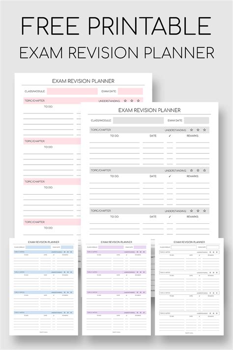 Printable exam revision planner – Artofit